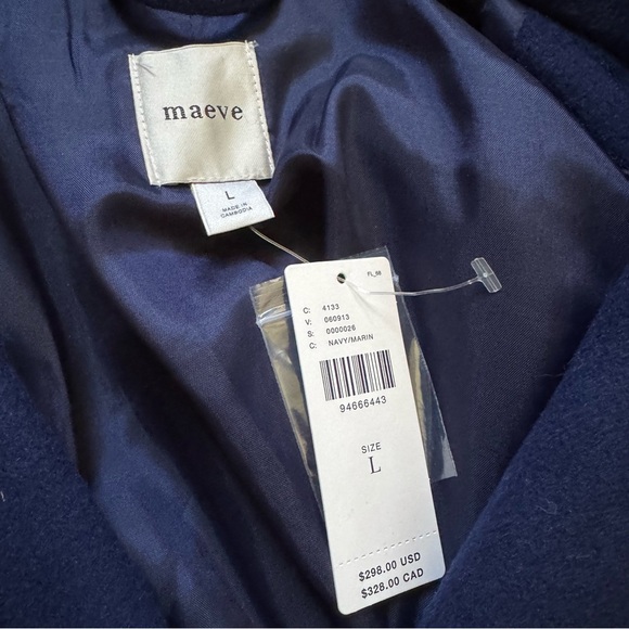 NWT Anthropologie Maeve Double-Breasted Wool-Blend Coat - Size Large - Picture 5 of 6